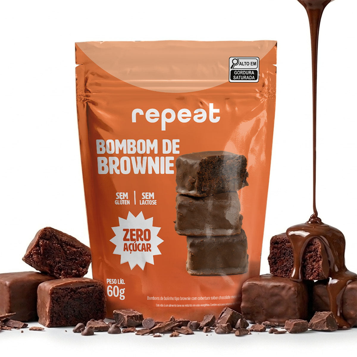Bombom de Brownie Meio Amargo Zero Açúcar