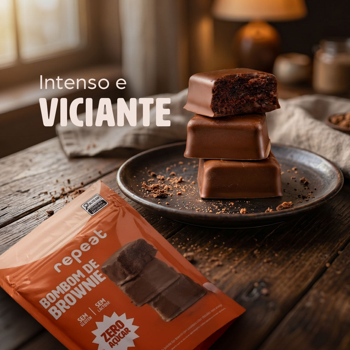 Bombom de Brownie Meio Amargo Zero Açúcar