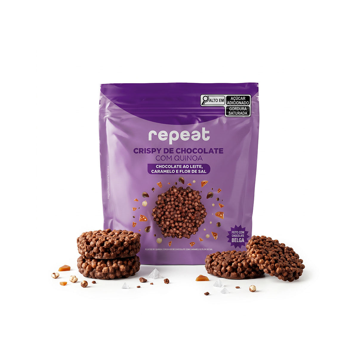 Crispy de Chocolate com Quinoa, Caramelo e Flor Sal