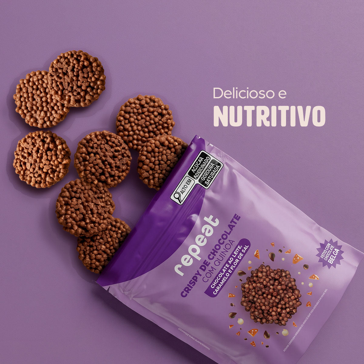 Crispy de Chocolate com Quinoa, Caramelo e Flor Sal