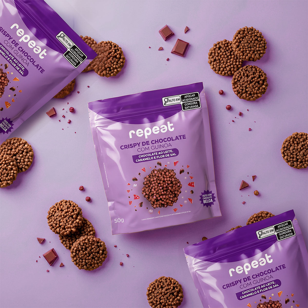 Crispy de Chocolate com Quinoa, Caramelo e Flor Sal