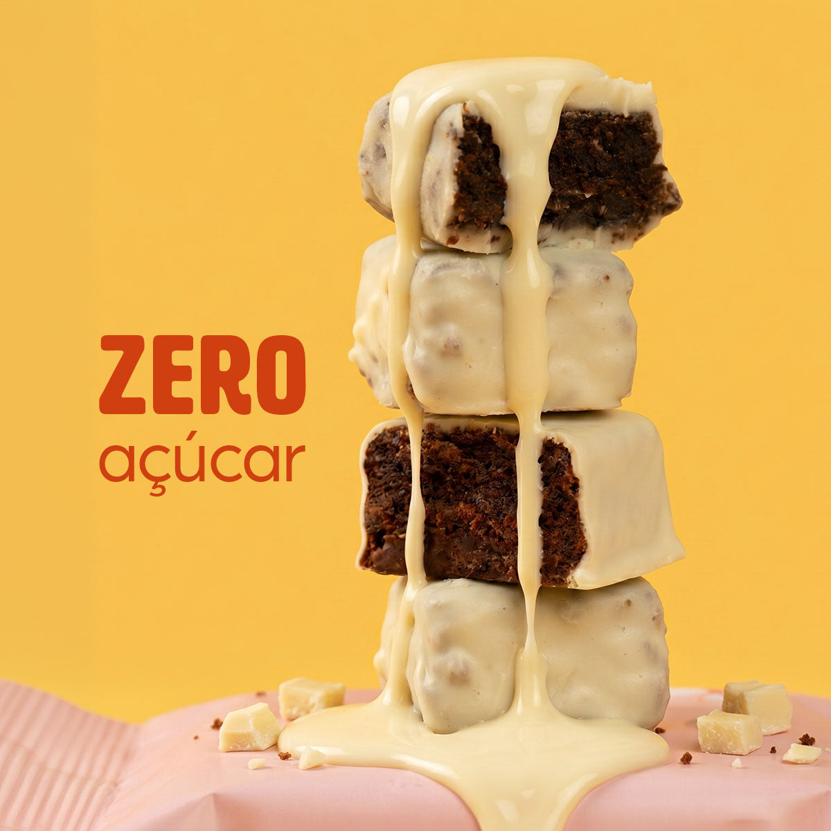 Bombom de Brownie com Chocolate Branco Zero Açúcar