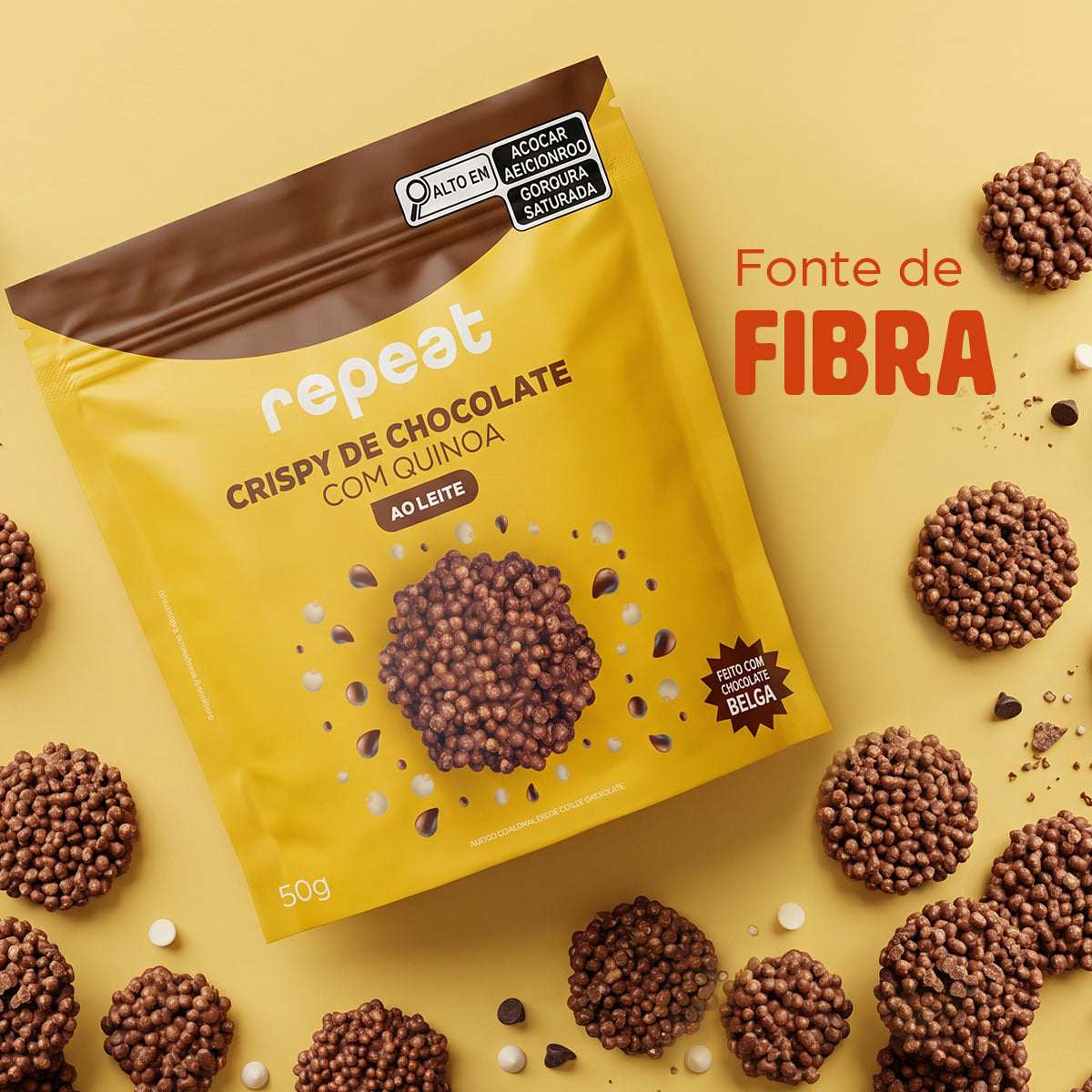 Crispy de chocolate ao leite com quinoa