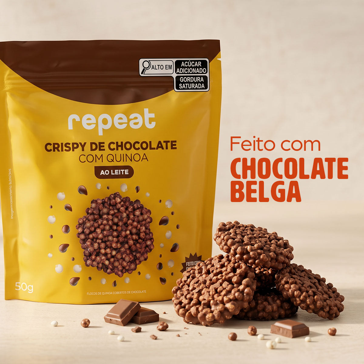 Crispy de chocolate ao leite com quinoa