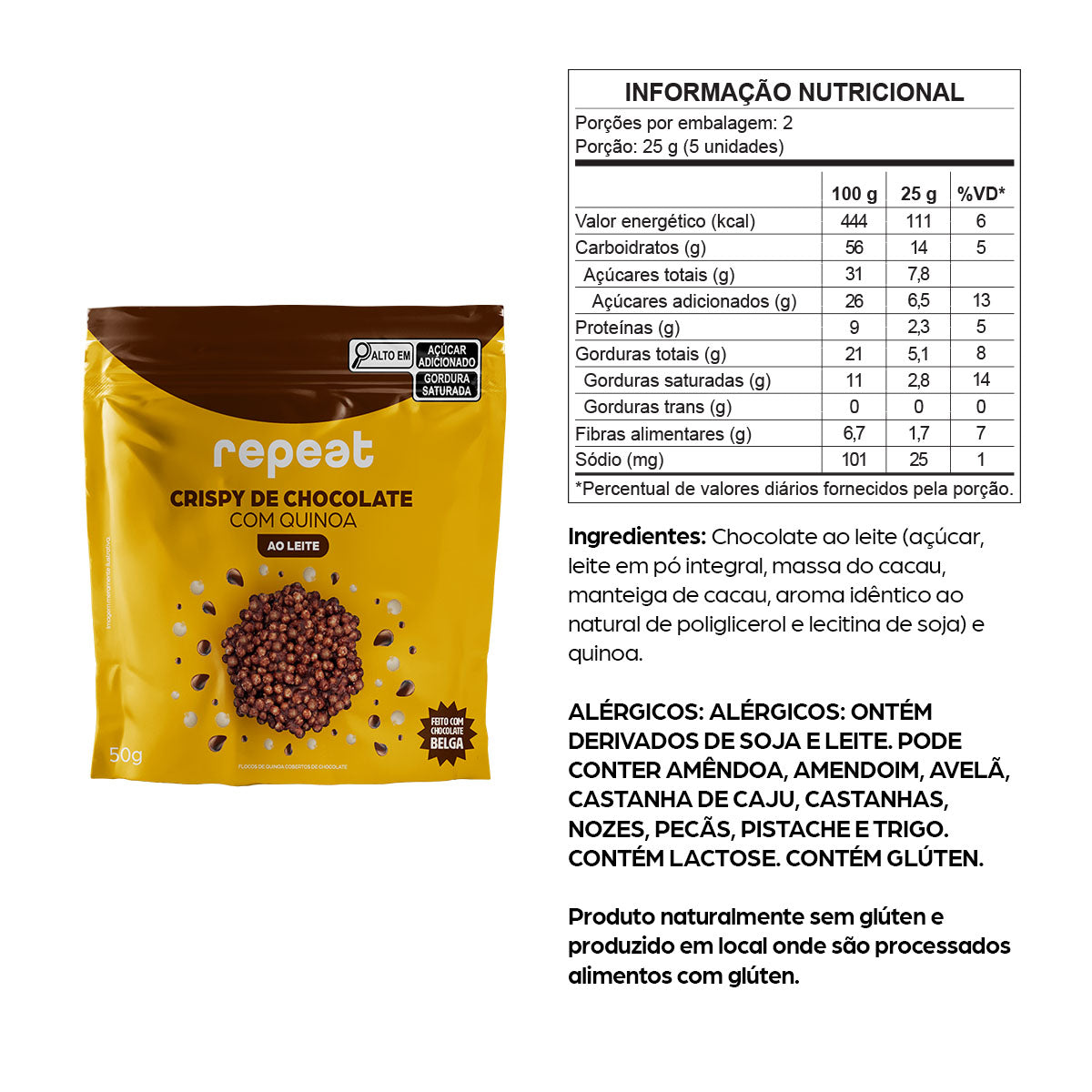 Crispy de chocolate ao leite com quinoa