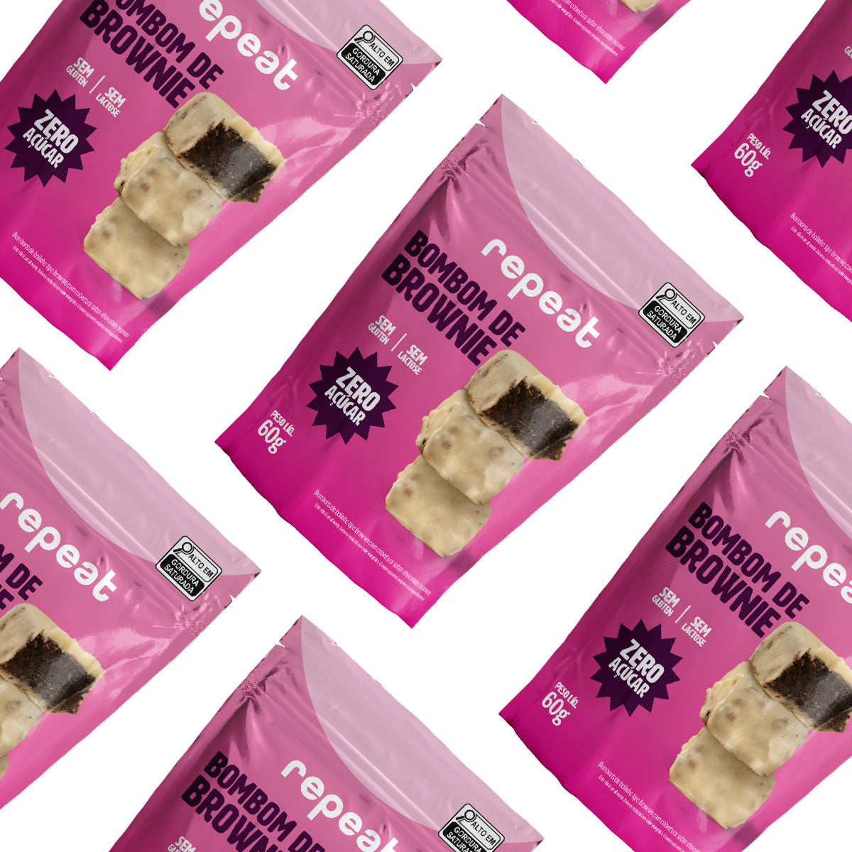 Kit 15 Bombons de Brownie Meio Amargo Zero Açúcar