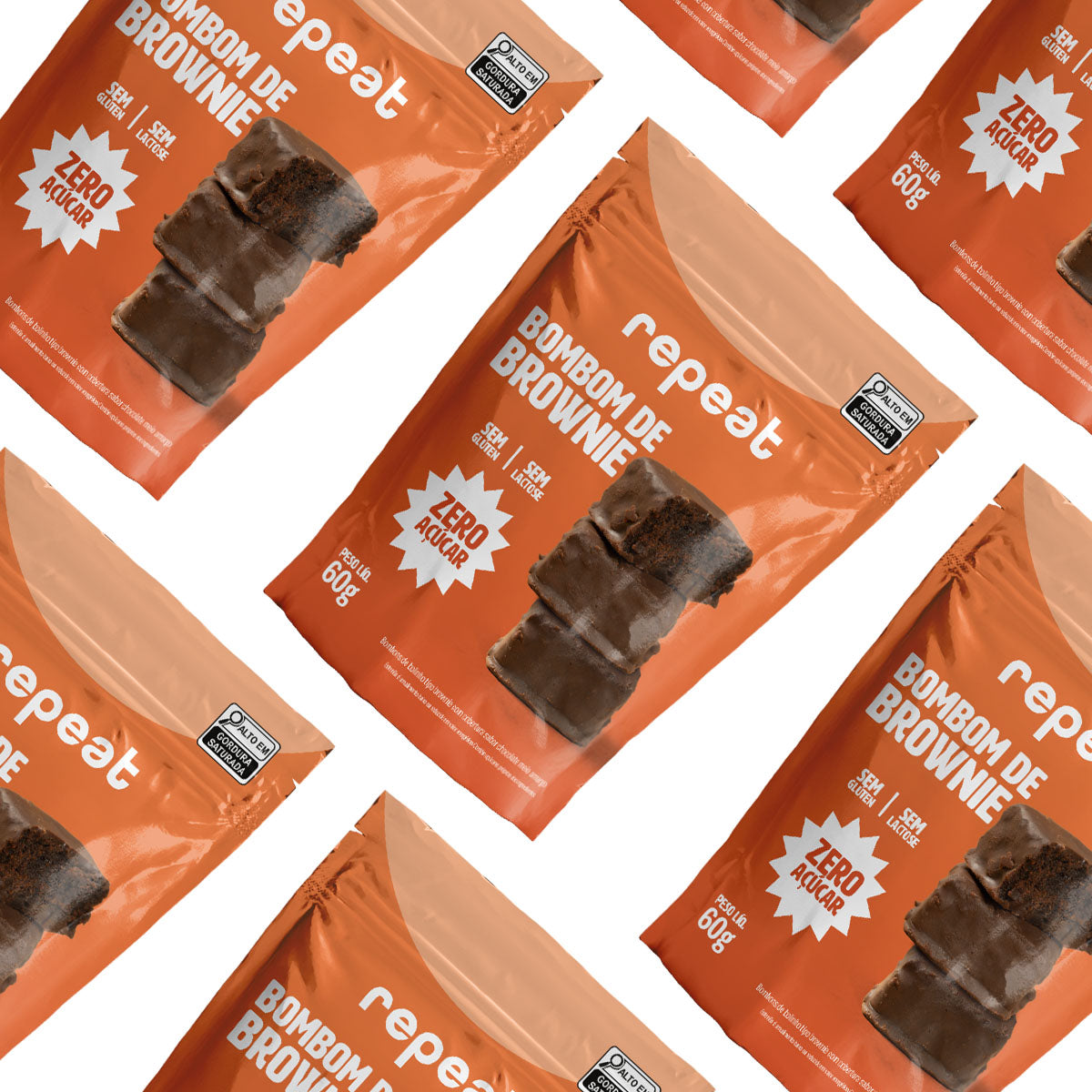 Kit 15 Bombons de Brownie Meio Amargo Zero Açúcar
