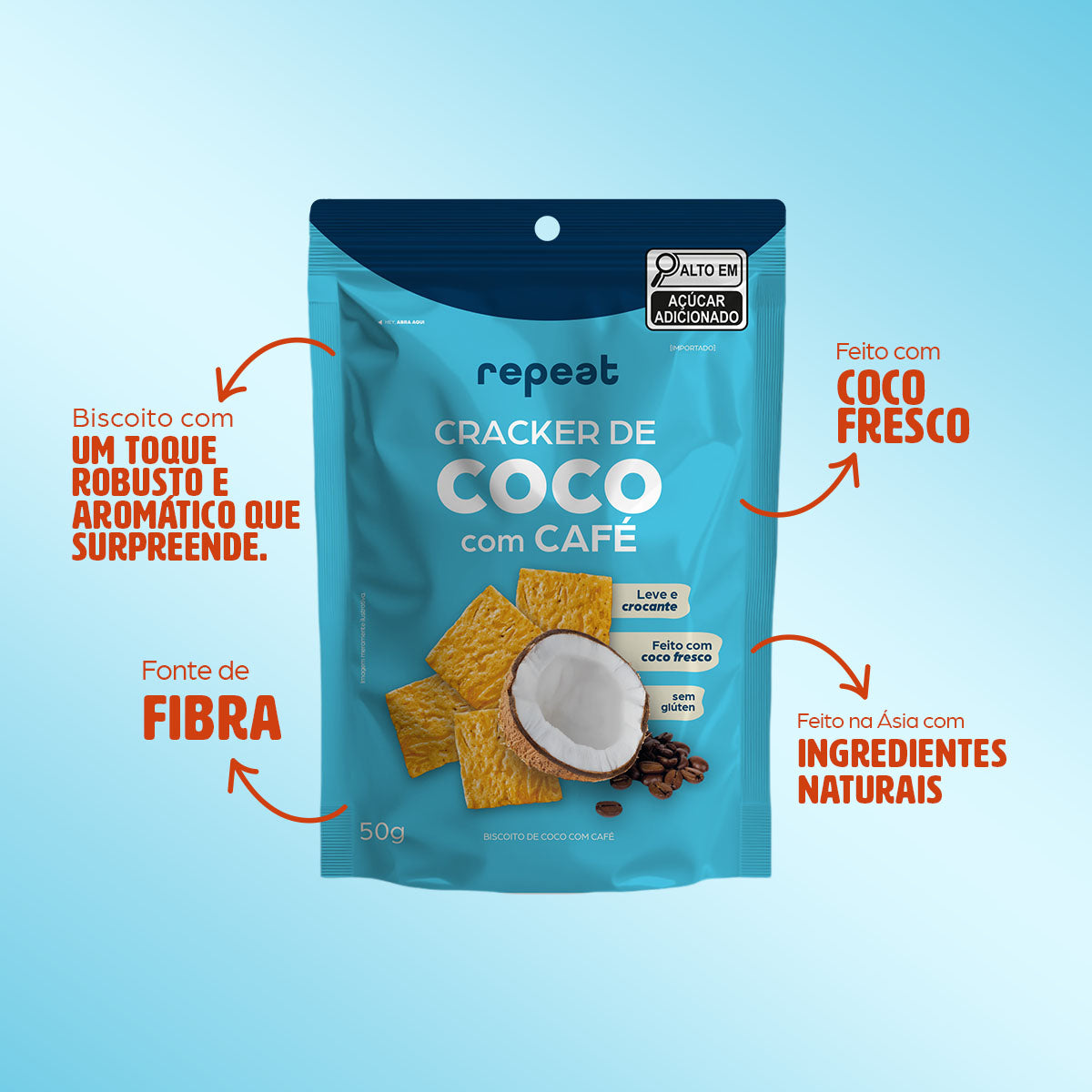 Kit 12 Crackers De Coco Com Café