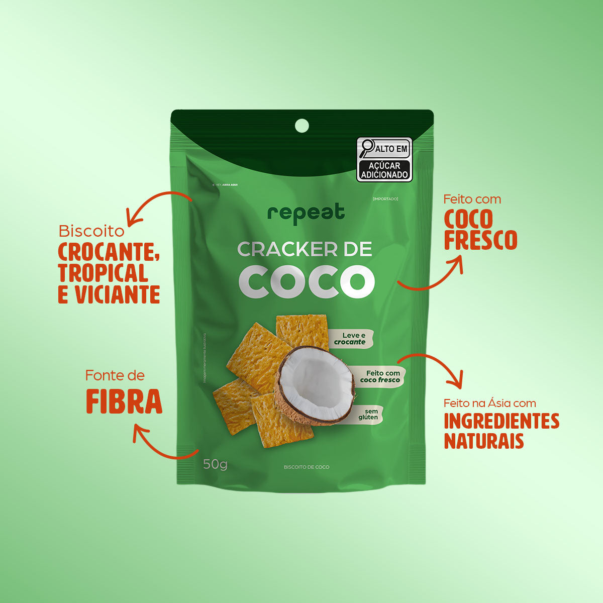 Kit 12 Crackers De Coco Original