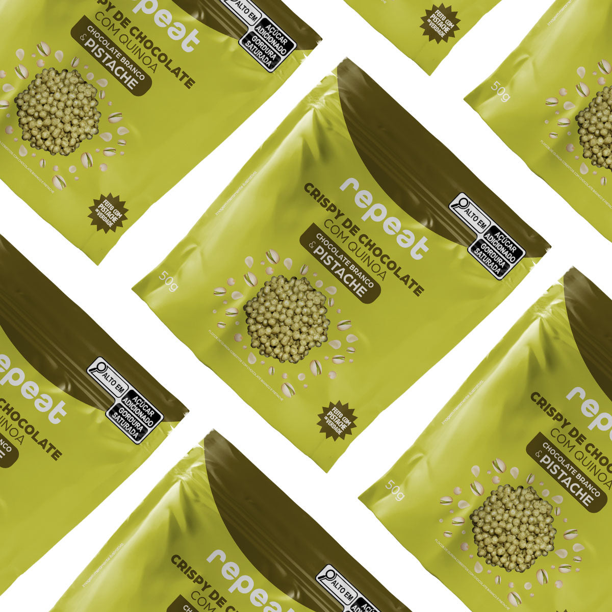Crispy de Chocolate Branco com Quinoa, e Pistache