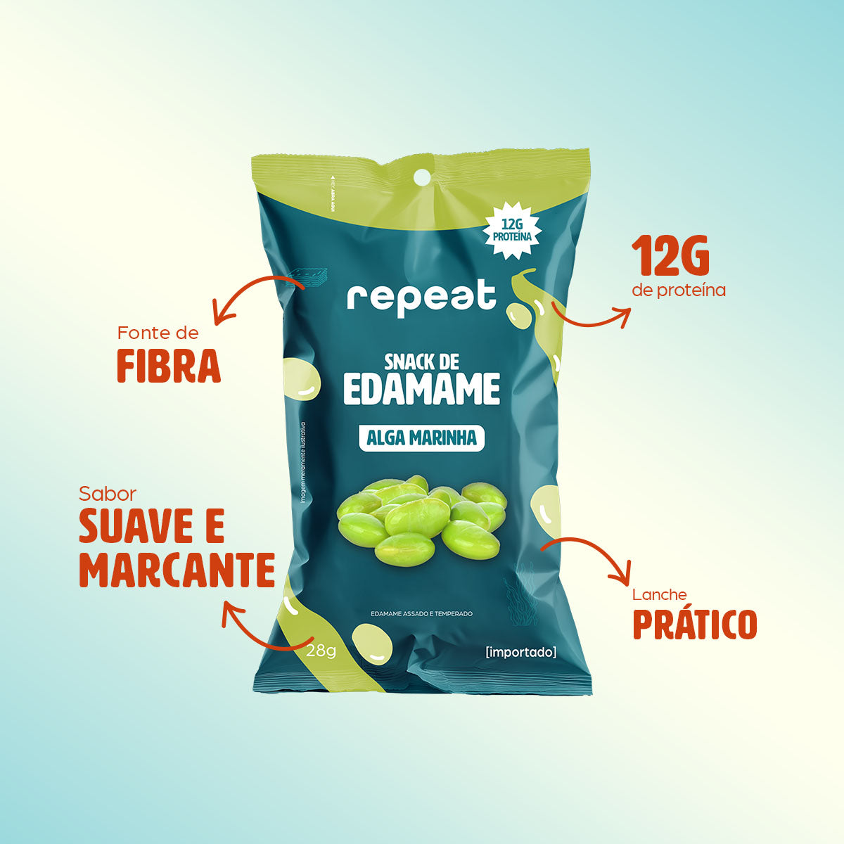 Kit 12 Snacks Edamame Alga Marinha