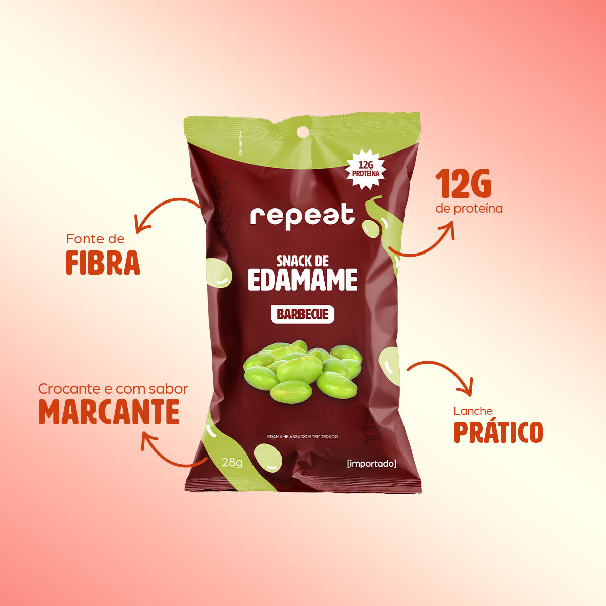 Kit 12 Snacks De Edamame Barbecue