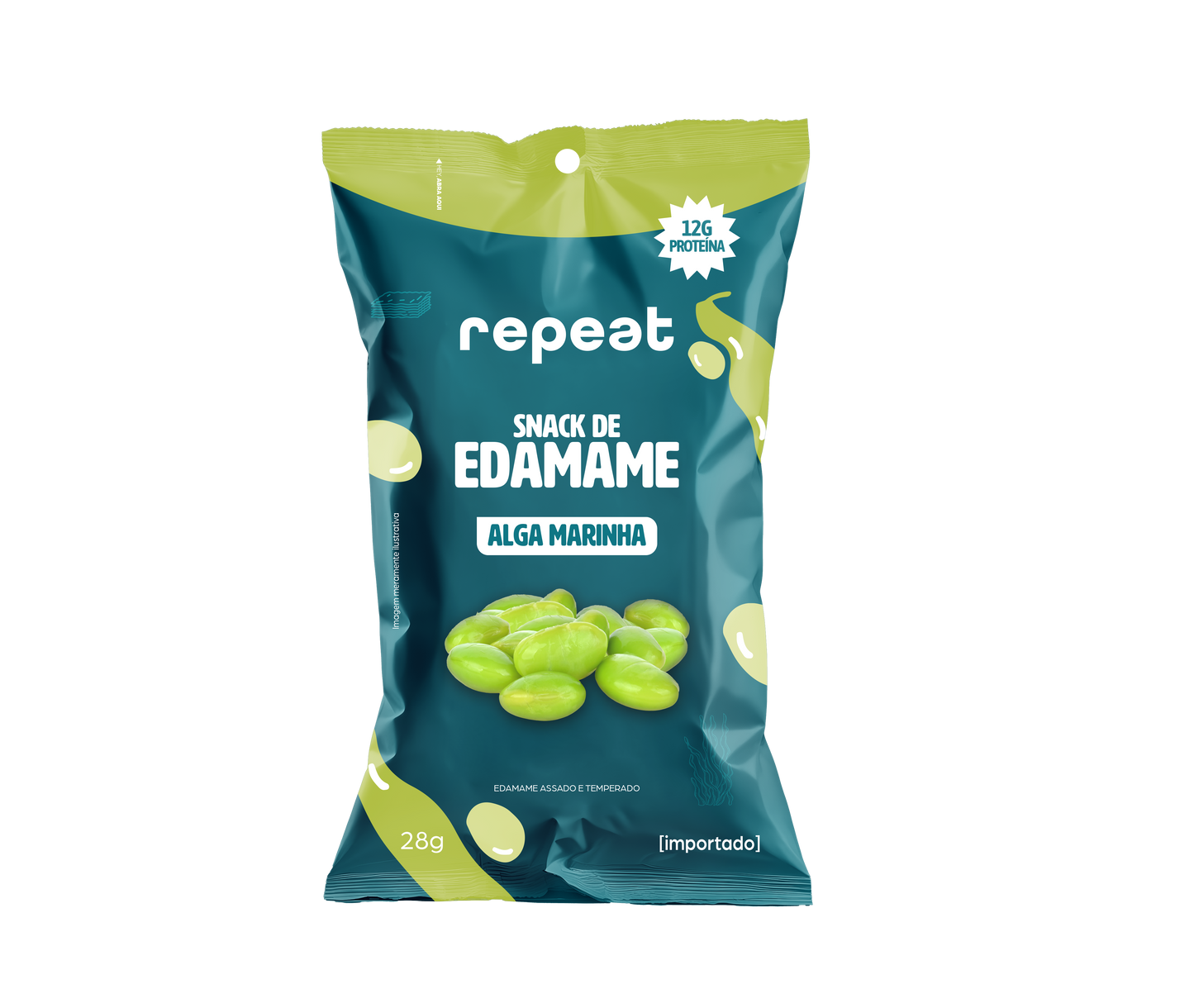Snack Edamame Crocante Alga Marinha, 12g de proteína (pacote de 28g)